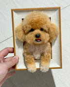 Handcrafted wool felt pet memorial gift Australia — custom Poodle portrait in white washed frame