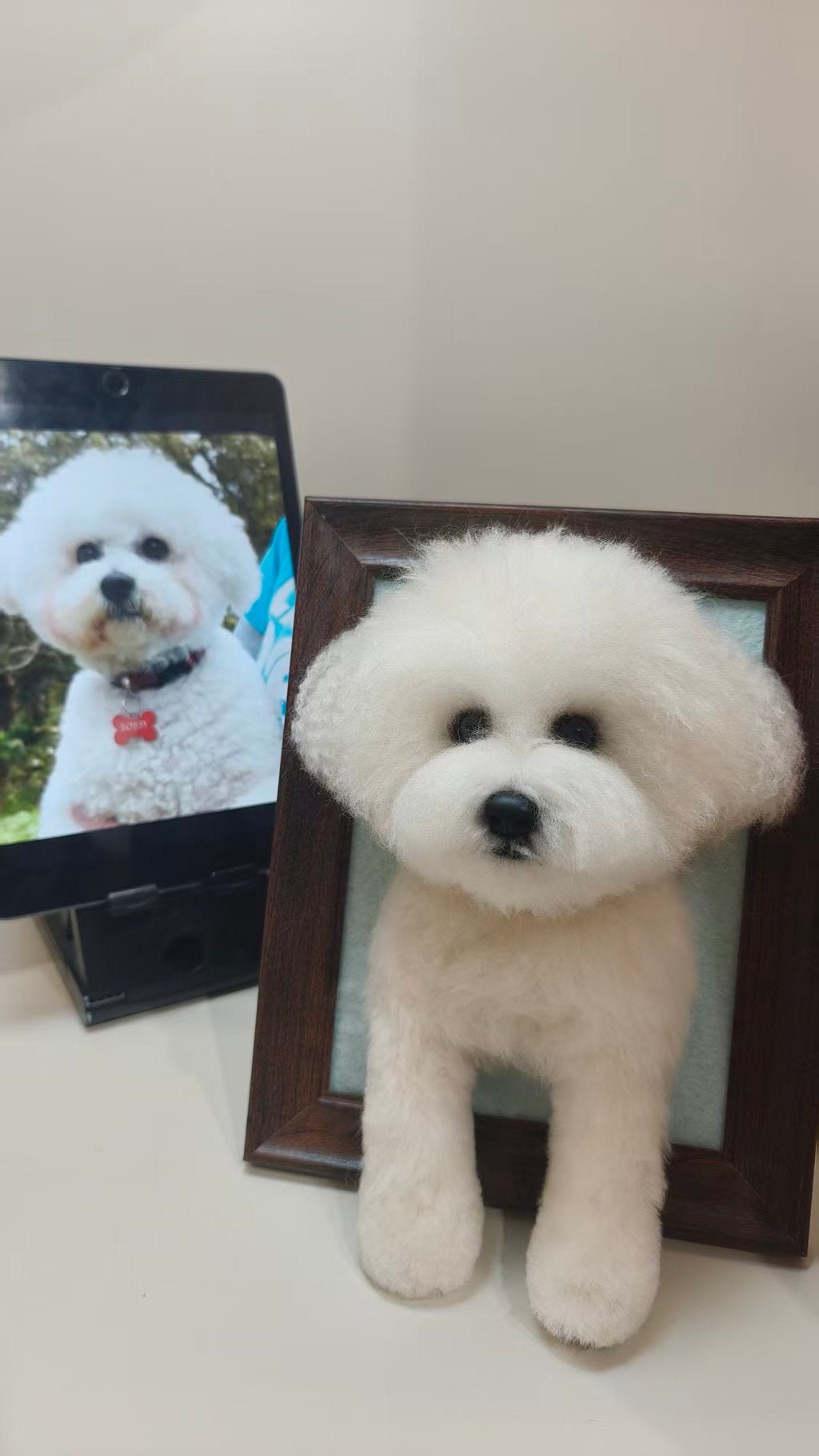 Wool Felt Pet Portraits - Handcrafted Wool Felt Portrait custom wool felt pet memorial keepsake by Soft Hours